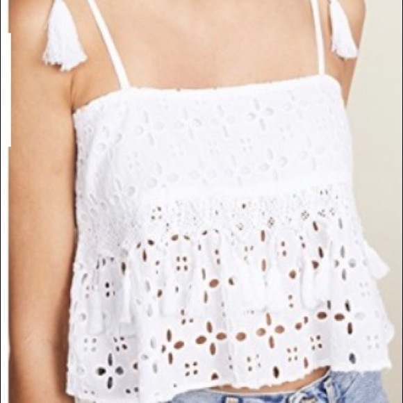 St. Jeannet Smocked Crop Top in White - Picture 3 of 4